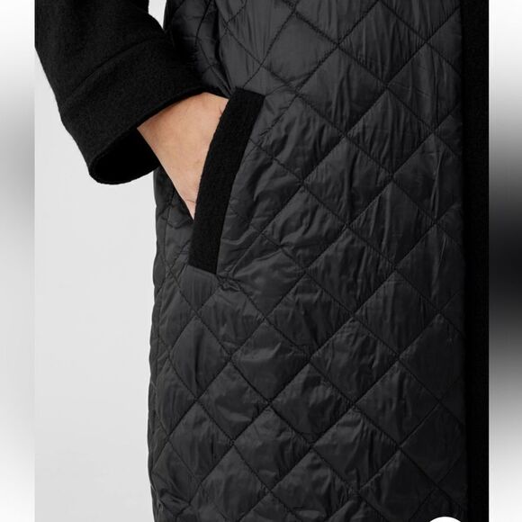 Eileen Fisher eggshell recycled nylon hooded coat - Picture 2 of 6